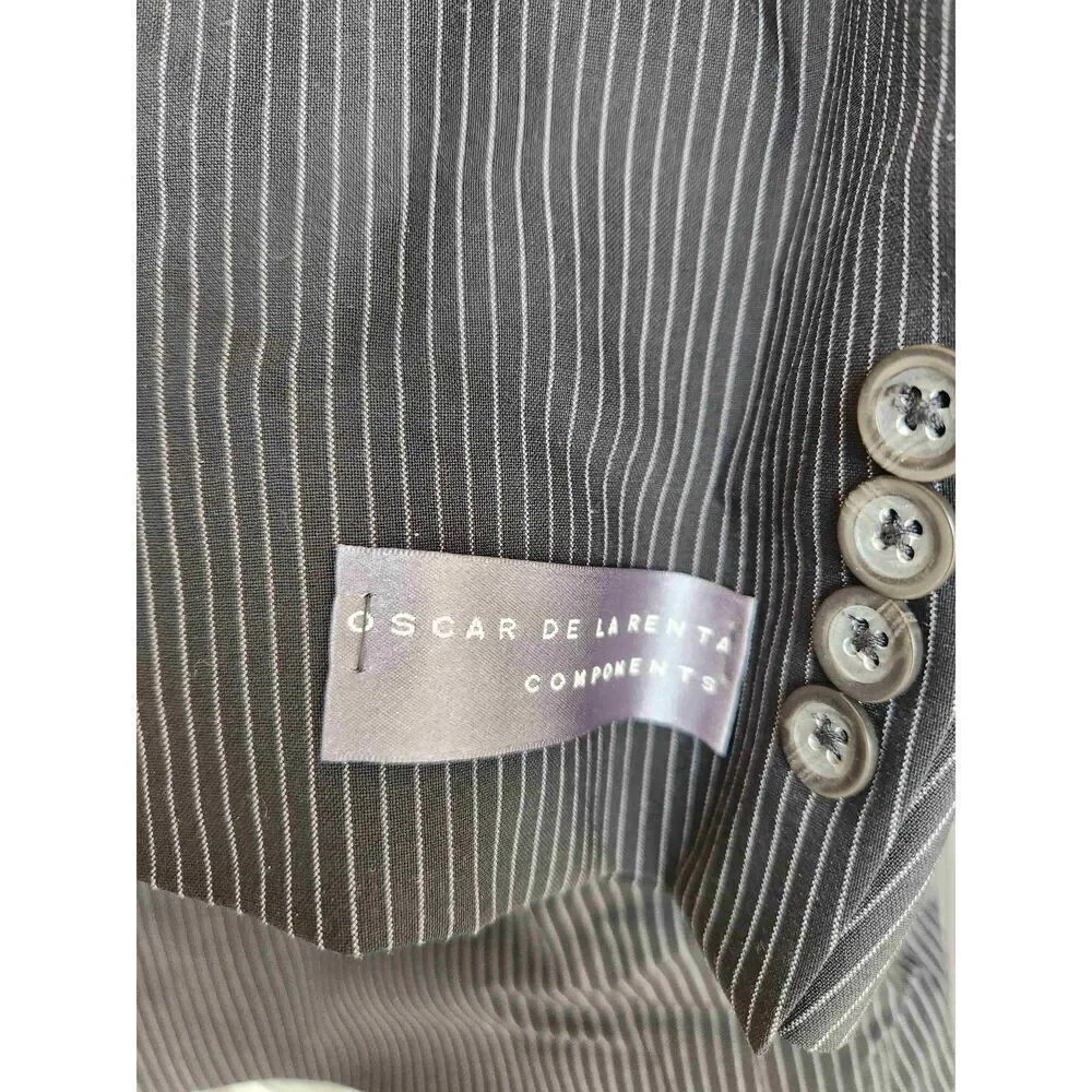 Oscar De la Renta 2 piece Wool suit pinstripe men's 44 large black white Blazer